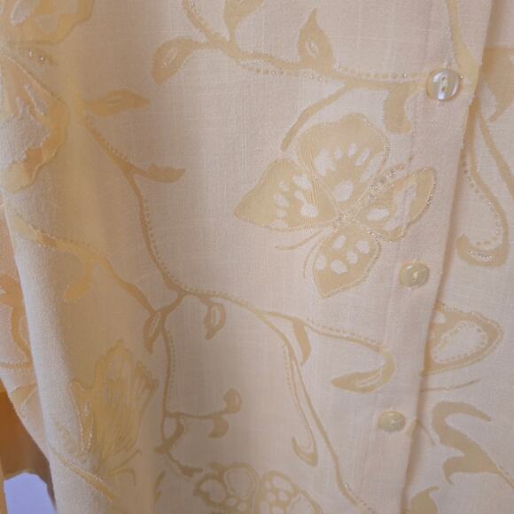 Alfred Dunner Yellow Burnout Sheer Sparkly Butterfly Cottage Core Shirt  24W - Picture 11 of 12